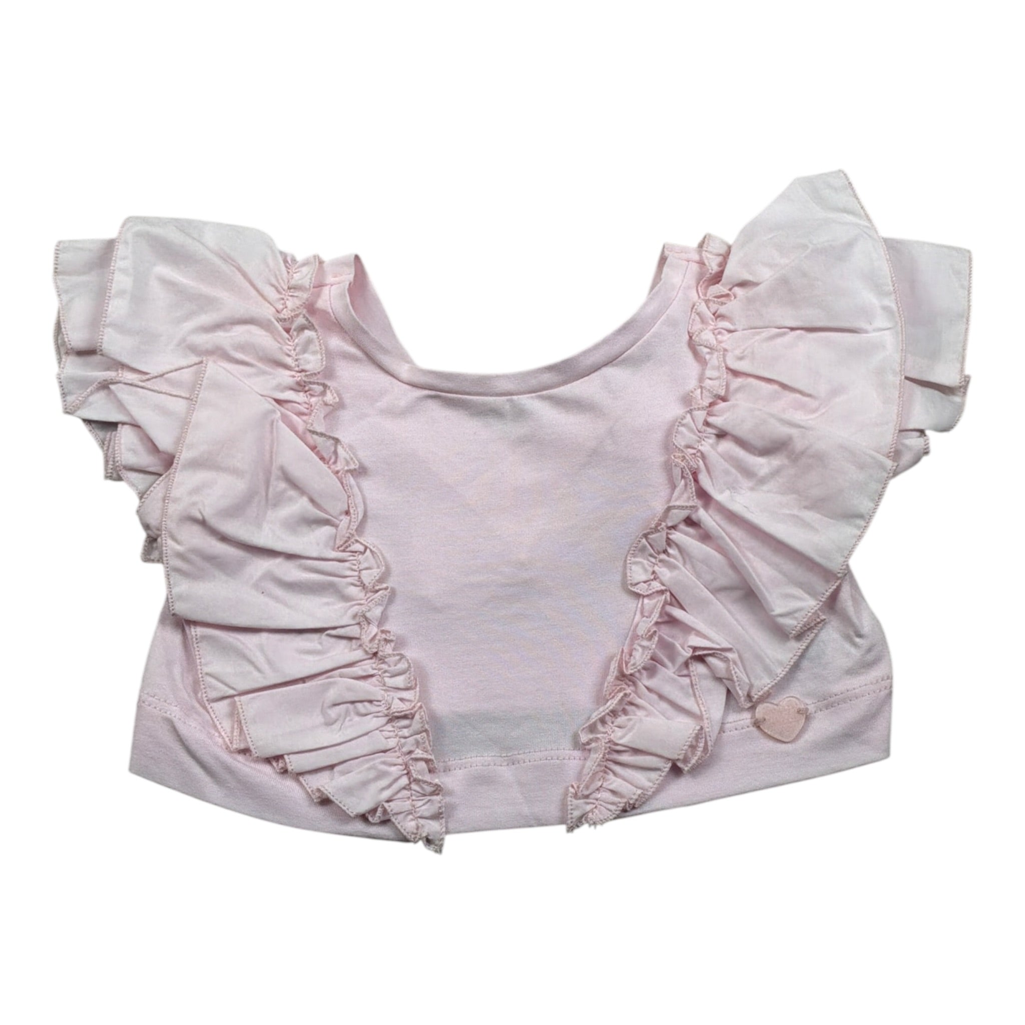 Monnalisa Top Giromanica tinta unita con Rouches Rosa per Neonata 17A300 ROSA MONNALISA 