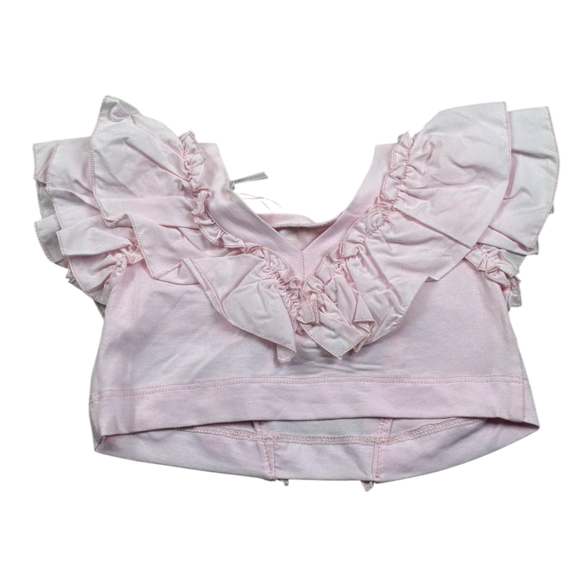 Monnalisa Top Giromanica tinta unita con Rouches Rosa per Neonata 17A300 ROSA MONNALISA 