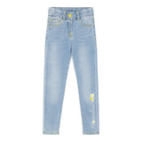 Monnalisa Jeans Tinta Unita con Girovita Regolabile per Bambina 199400 AZZURRO MONNALISA 