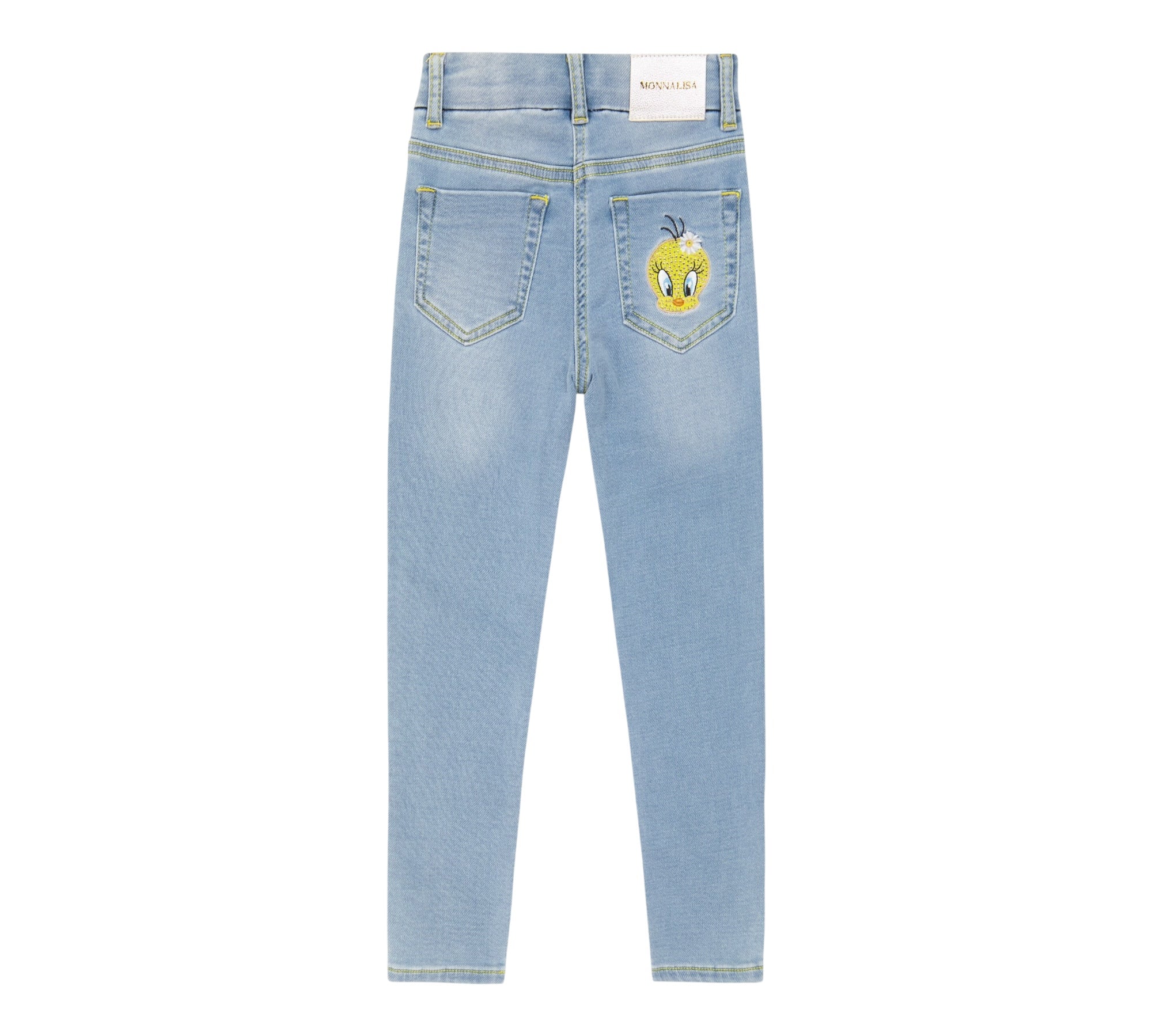 Monnalisa Jeans Tinta Unita con Girovita Regolabile per Bambina 199400 AZZURRO MONNALISA 