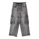 Monnalisa Jeans Tinta Unita Modello Palazzo con Tasconi per Bambina 19D406 GRIGIO MONNALISA 
