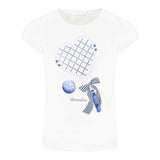 Monnalisa T-Shirt Girocollo Tinta Unita con Stampa per Bambina 19E603 BIANCO MONNALISA 