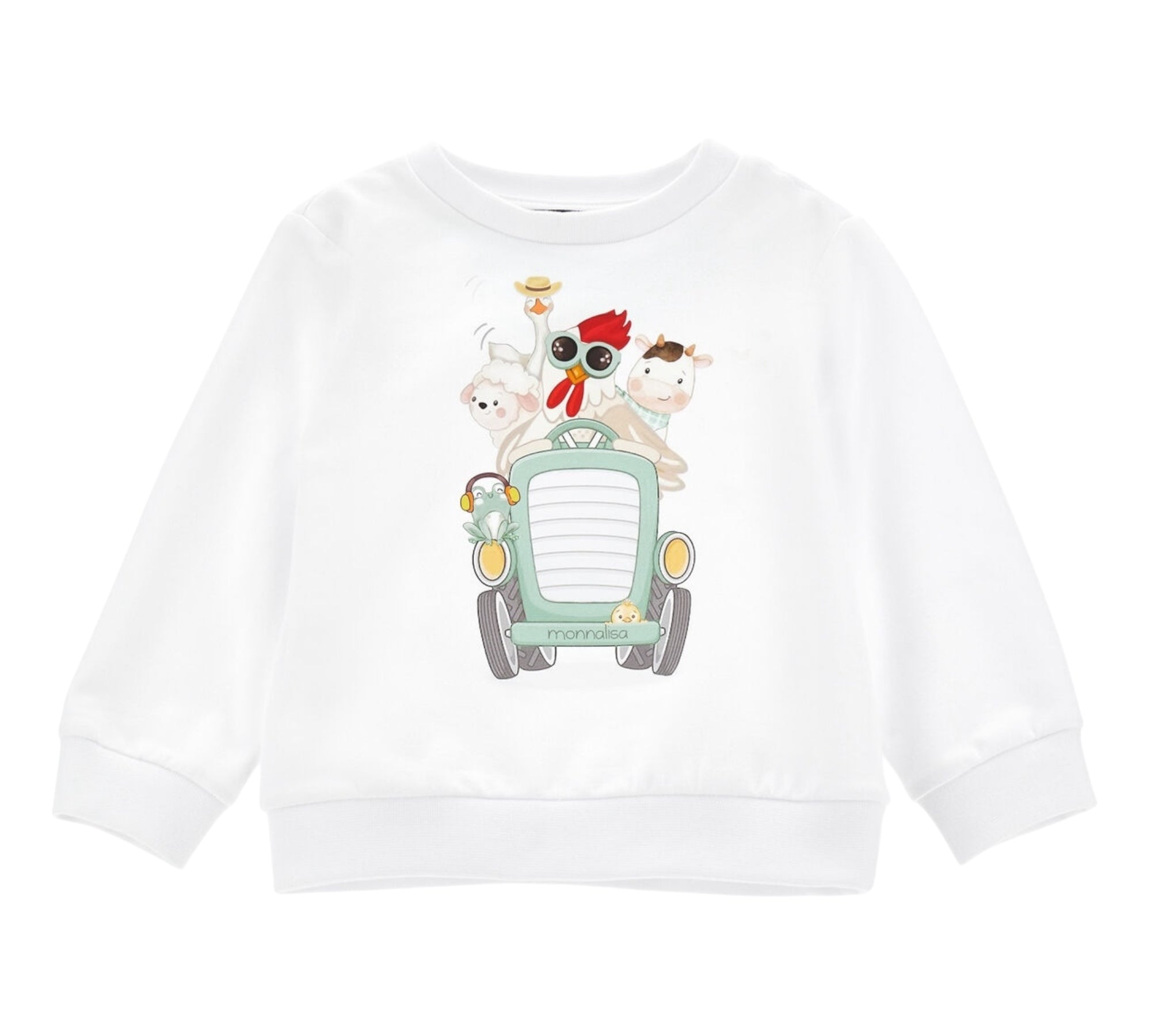 Monnalisa Felpa Chiusa Girocollo Tinta Unita con Stampa per Bambino 28E600J BIANCO MONNALISA 