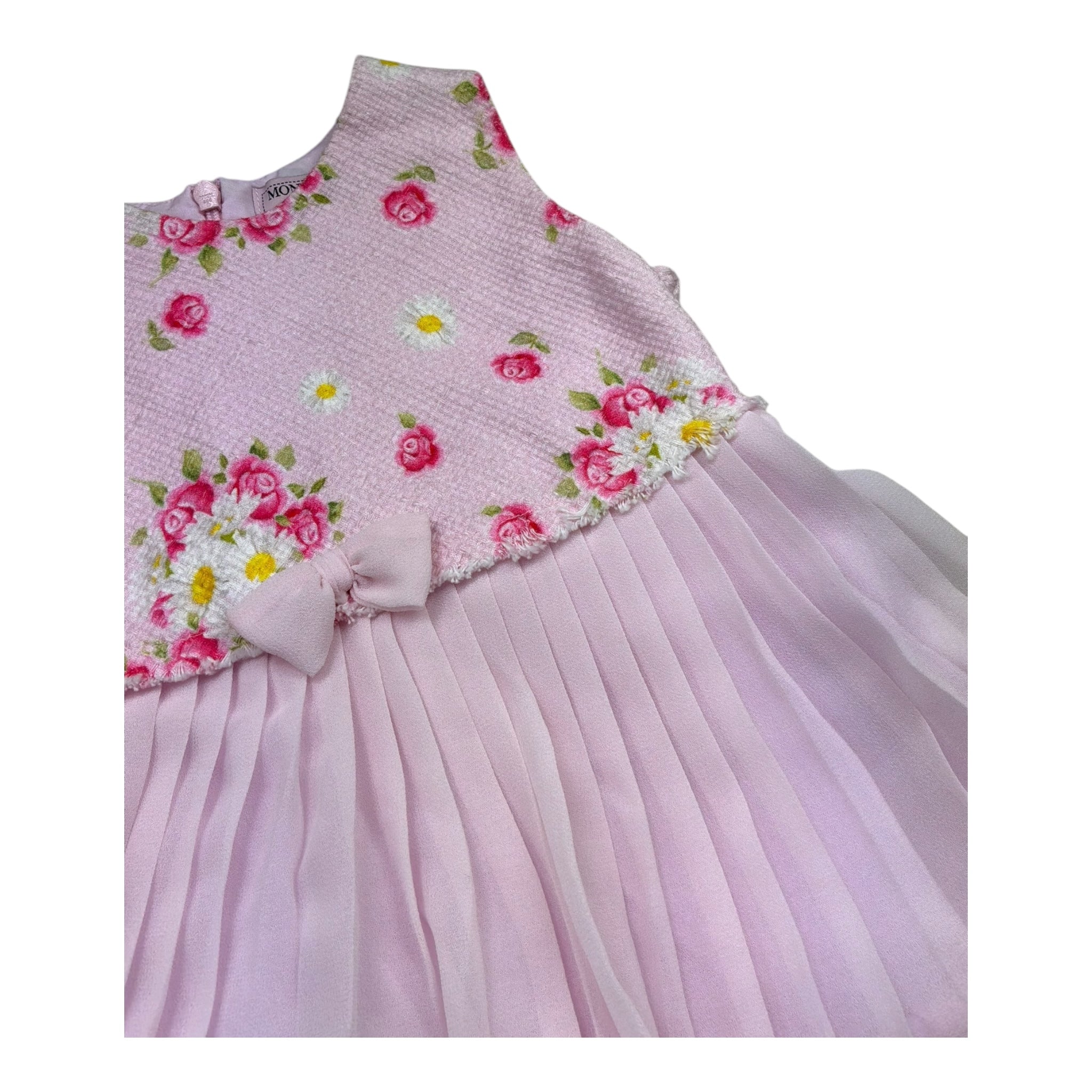 Monnalisa Abito Giromanica Tinta Unita con Applicazioni per Bambina 315918 ROSA MONNALISA 