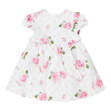 Monnalisa Abito Mezza Manica Tinta Unita con Stampe Rose per Neonata 31A909 BIANCO MONNALISA 