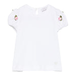 Monnalisa T-Shirt Girocollo Tinta Unita con Applicazioni per Bambina 31E604 BIANCO MONNALISA 