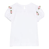Monnalisa T-Shirt Girocollo Tinta Unita con Applicazioni per Bambina 31E604 BIANCO MONNALISA 