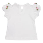 Monnalisa T-Shirt Girocollo Tinta Unita con Applicazioni per Neonata 31E604XN BIANCO MONNALISA 