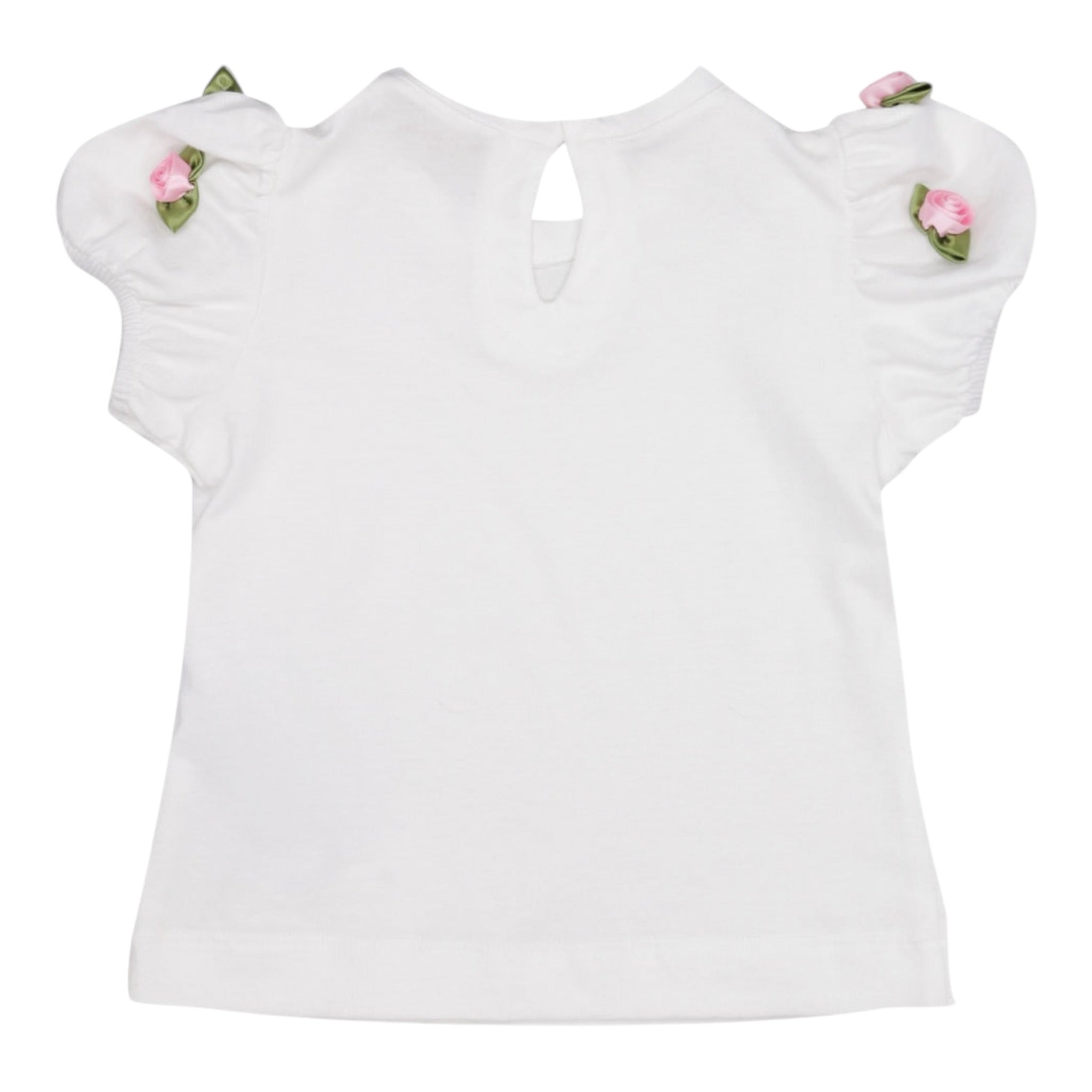 Monnalisa T-Shirt Girocollo Tinta Unita con Applicazioni per Neonata 31E604XN BIANCO MONNALISA 