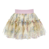 Monnalisa Gonna Tinta Unita In Tulle con Stampa Fiori per Neonata 31E702X GIALLO MONNALISA 