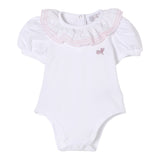 Monnalisa Body Tinta Unita Mezza Manica con Rouches per Neonata 37E300X BIANCO MONNALISA 
