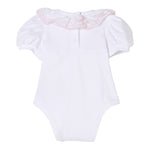 Monnalisa Body Tinta Unita Mezza Manica con Rouches per Neonata 37E300X BIANCO MONNALISA 