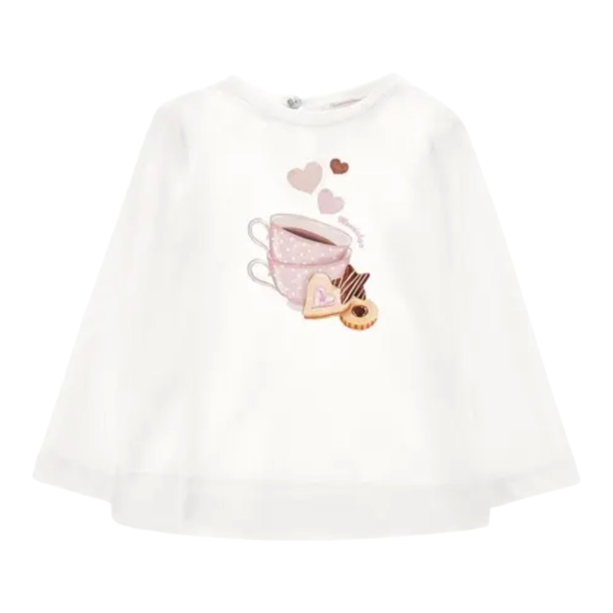 Monnalisa Shirt Girocollo tinta unita con Stampa Bianco per Neonata 39B609 BIANCO MONNALISA 