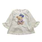 Monnalisa Shirt Girocollo Tinta Unita con Stampa per Neonata 39D611 BIANCO MONNALISA 