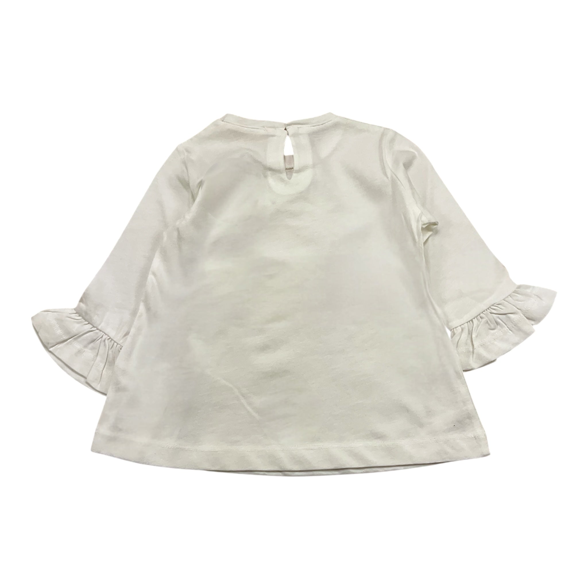 Monnalisa Shirt Girocollo Tinta Unita con Stampa per Neonata 39D611 BIANCO MONNALISA 