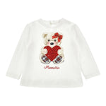 Monnalisa Shirt Tinta Unita con Stampa E Brillantini per Neonata 39D626 BIANCO MONNALISA 