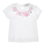 Monnalisa T-Shirt Girocollo Tinta Unita Stampa  per Neonata 39E601 BIANCO MONNALISA 