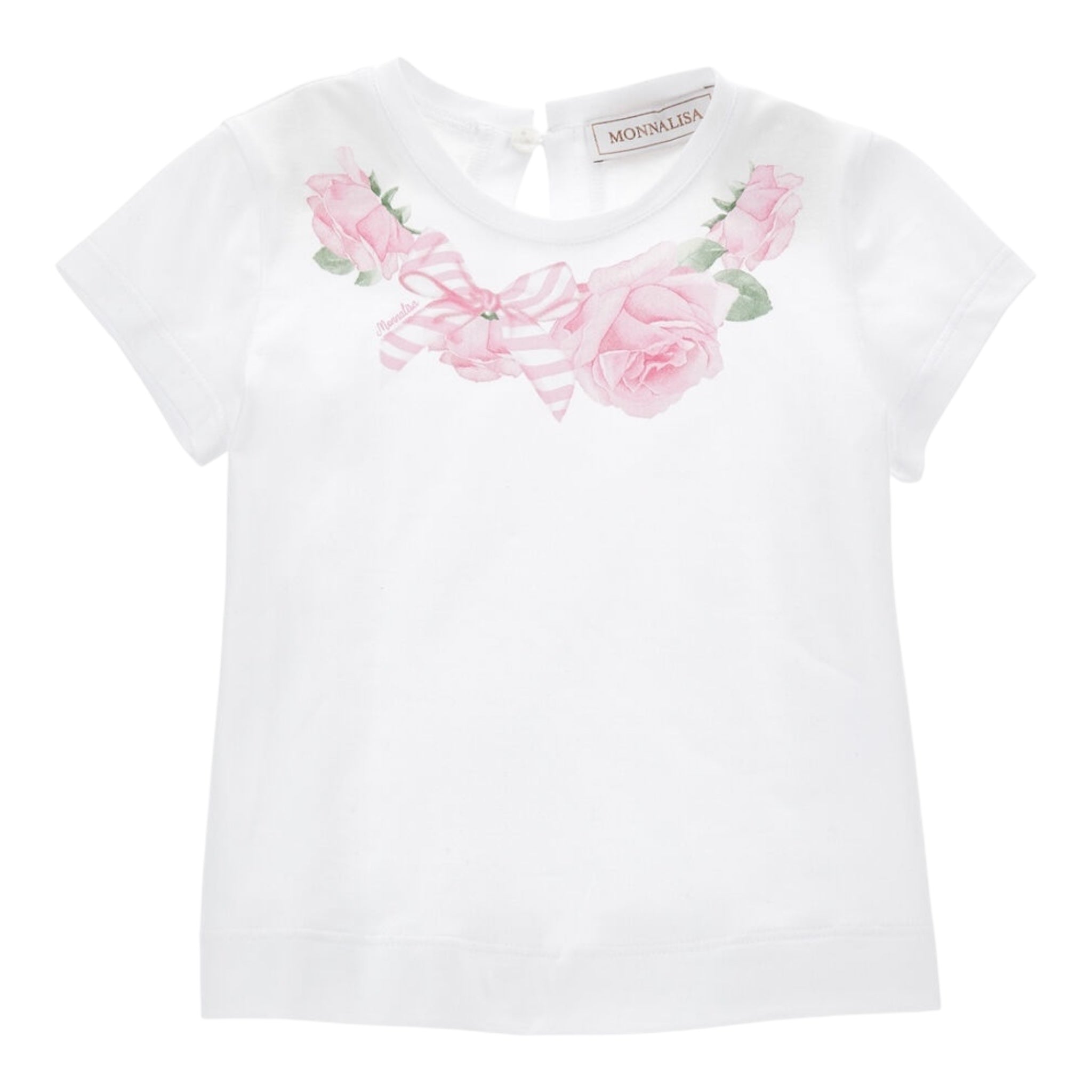 Monnalisa T-Shirt Girocollo Tinta Unita Stampa  per Neonata 39E601X BIANCO MONNALISA 