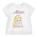 Monnalisa T-Shirt Girocollo Tinta Unita con Brillantini per Neonata 39E610 BIANCO MONNALISA 