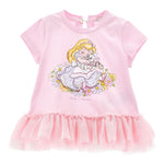 Monnalisa Maxi T-Shirt Girocollo Tinta Unita con Brillantini per Neonata 39E615 ROSA MONNALISA 
