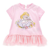 Monnalisa Maxi T-Shirt Girocollo Tinta Unita con Brillantini per Neonata 39E615 ROSA MONNALISA 