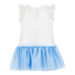 Monnalisa Abito Mezza Manica Tinta Unita con Gonna Tulle per Neonata 39E905 BIANCO/AZZURRO MONNALISA 