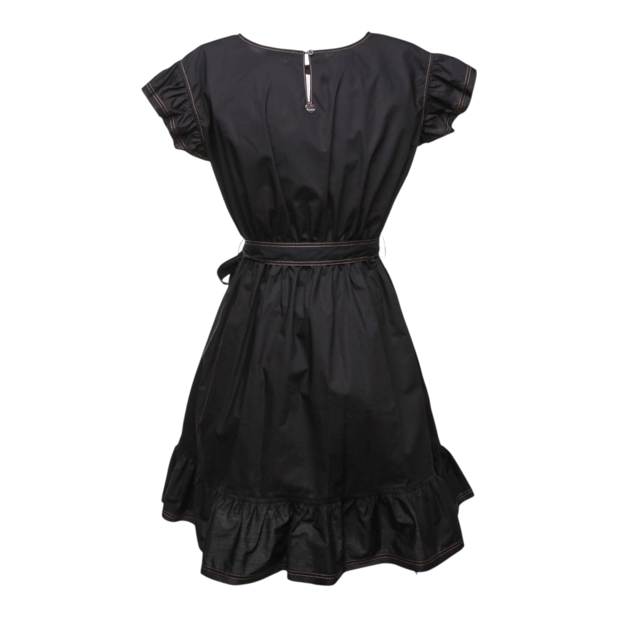 Monnalisa Abito Tinta Unita con Cuciture In Contrasto per Bambina 417907 NERO MONNALISA 