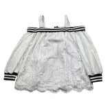 Monnalisa Top Manica Lunga Tinta Unita con Ricami per Bambina 493300 BIANCO MONNALISA 