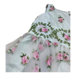 Monnalisa Abito Giromanica Tinta Unita In Tulle con Ricami Rose per Bambina 713906 VERDE ACQUA MONNALISA 
