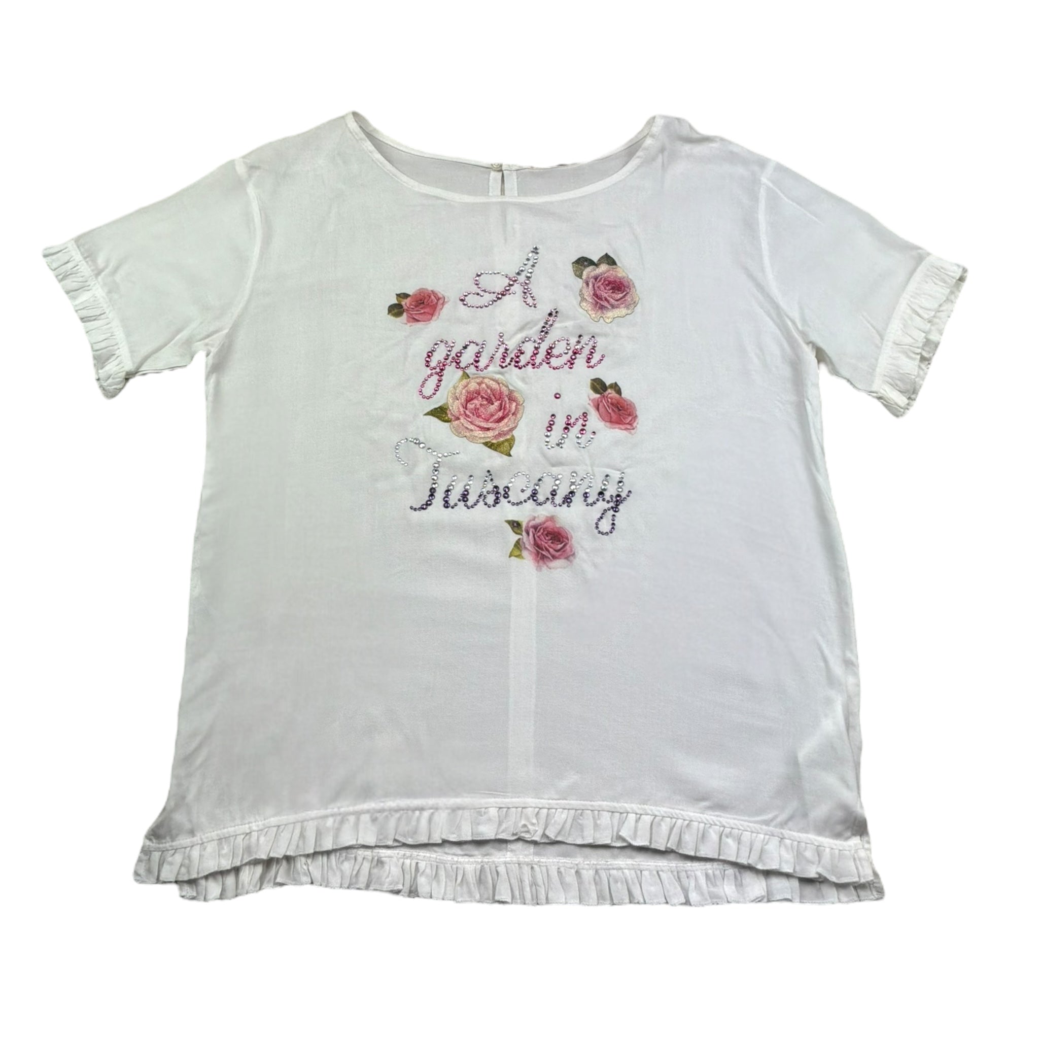 Monnalisa Maxi T-Shirt Tinta Unita con Stampa per Bambina 791610A5 BIANCO MONNALISA 