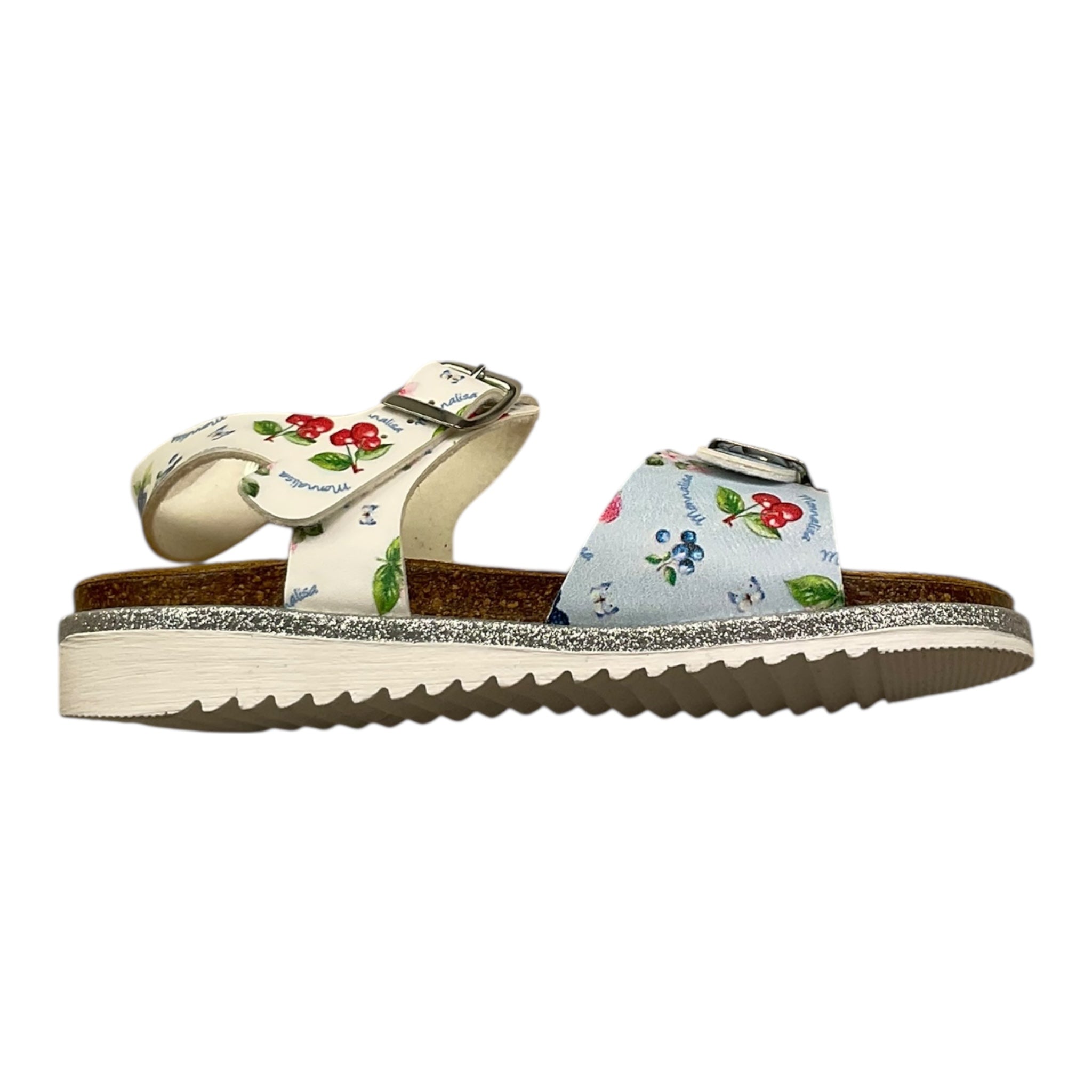 Monnalisa Sandalo Bicolore Stampa Fantasia per Neonata 9952N BIANCO/AZZURRO MONNALISA 