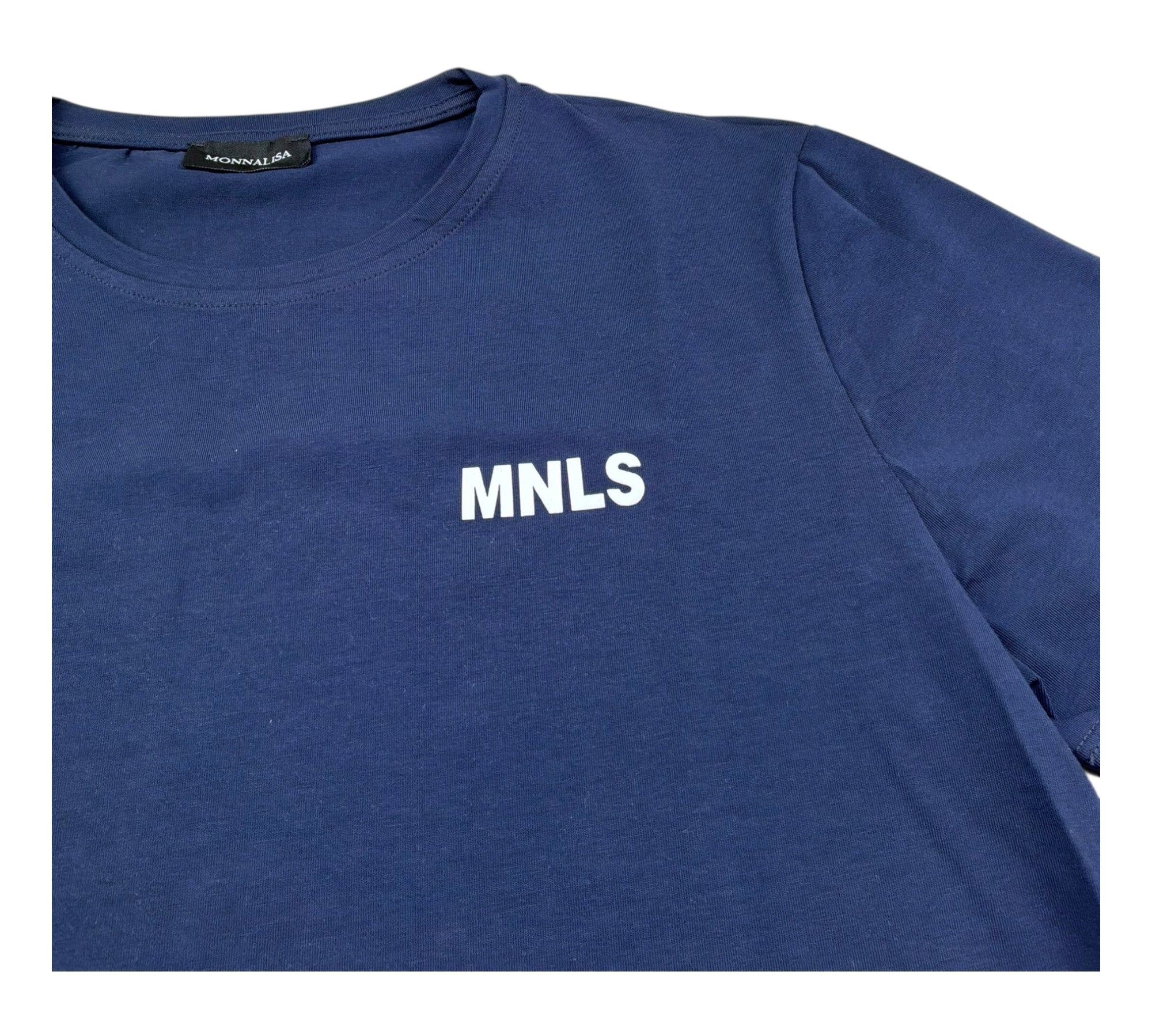Monnalisa T-Shirt Girocollo Tinta Unita con Stampa per Bambino MNSTHO BLU MONNALISA 