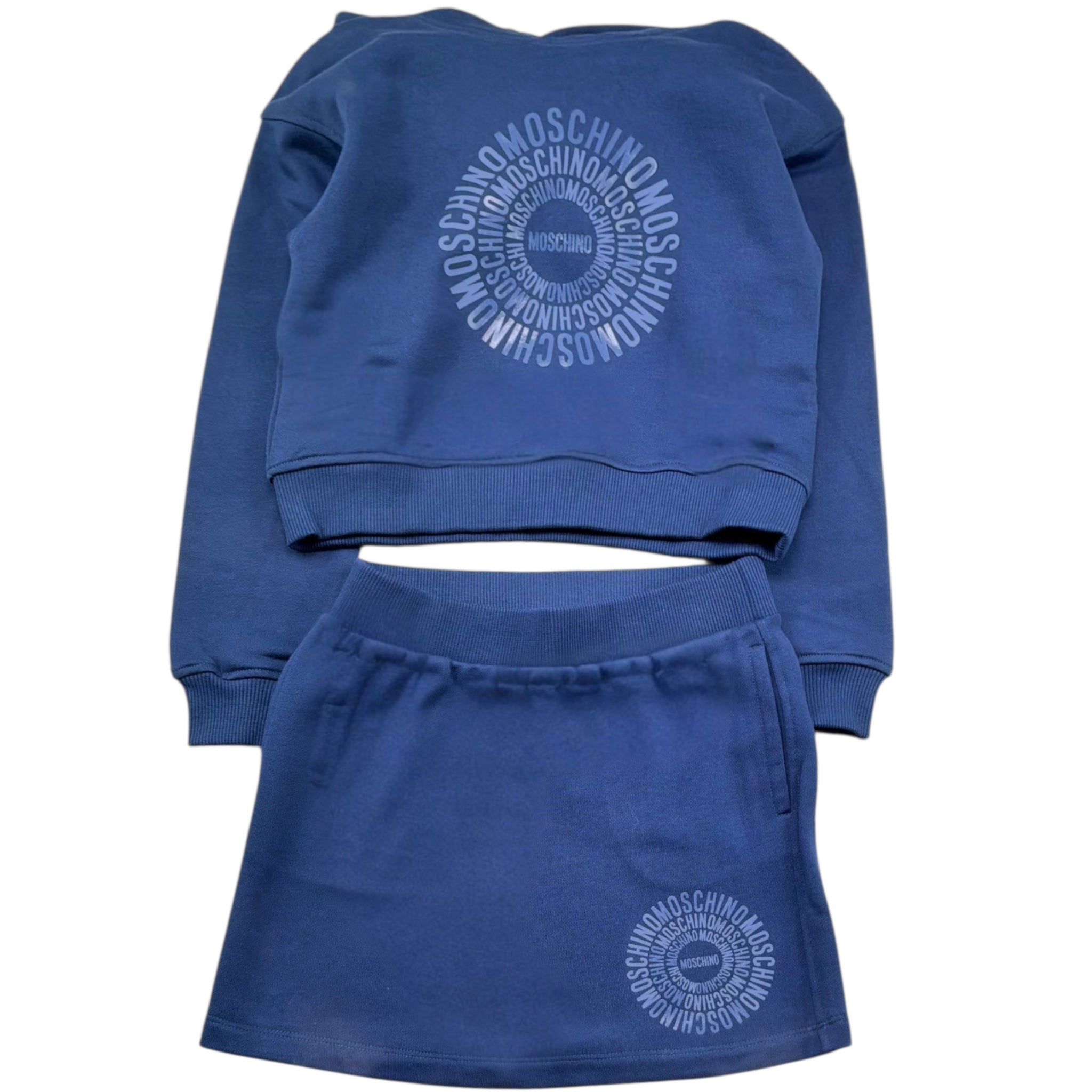 Moschino Completo 2 Pezzi Felpa-Gonna Tinta Unita per Bambina HDG01Q BLU MOSCHINO 