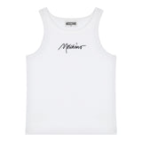 Moschino Canotta Girocollo Tinta Unita con Ricamo Logo per Bambina HDM06 BIANCO MOSCHINO 
