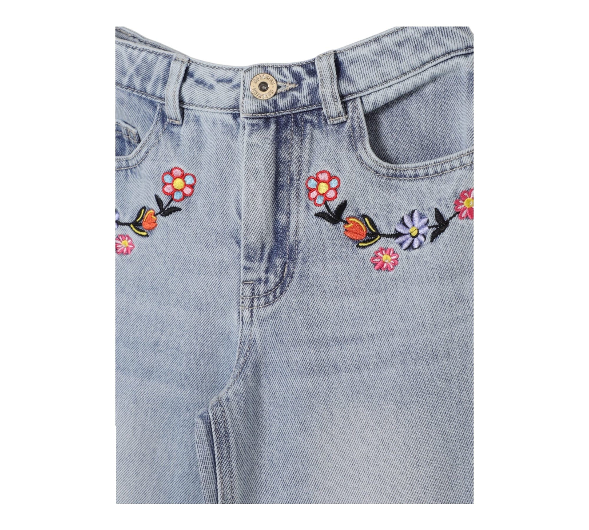 Moschino Jeans Tinta Unita con Ricami per Bambina HDP06B AZZURRO MOSCHINO 