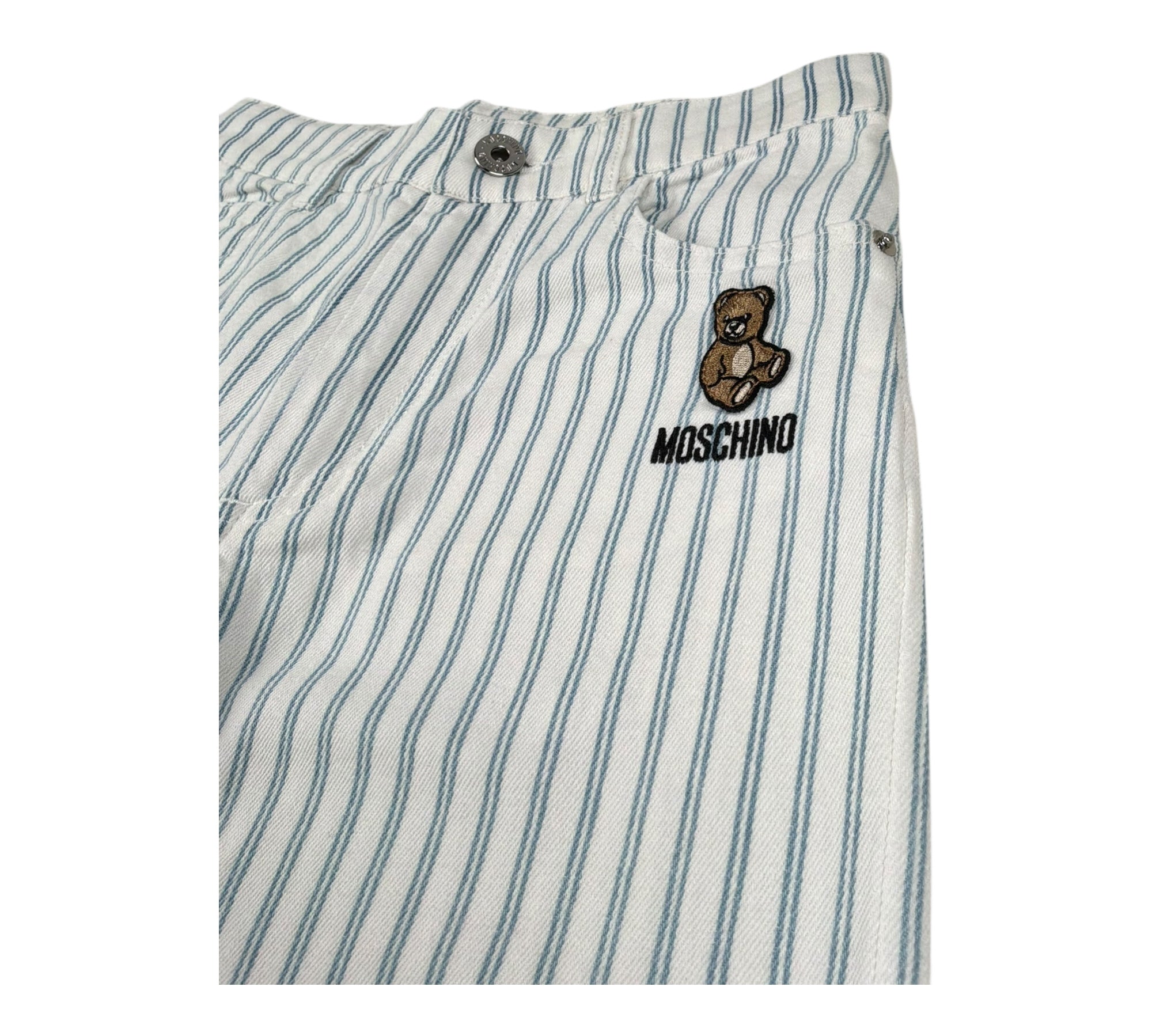 Moschino Jeans Tinta Unita Fantasia A Righe con Girovita Regolabile per Bambino HDP06X BIANCO MOSCHINO 