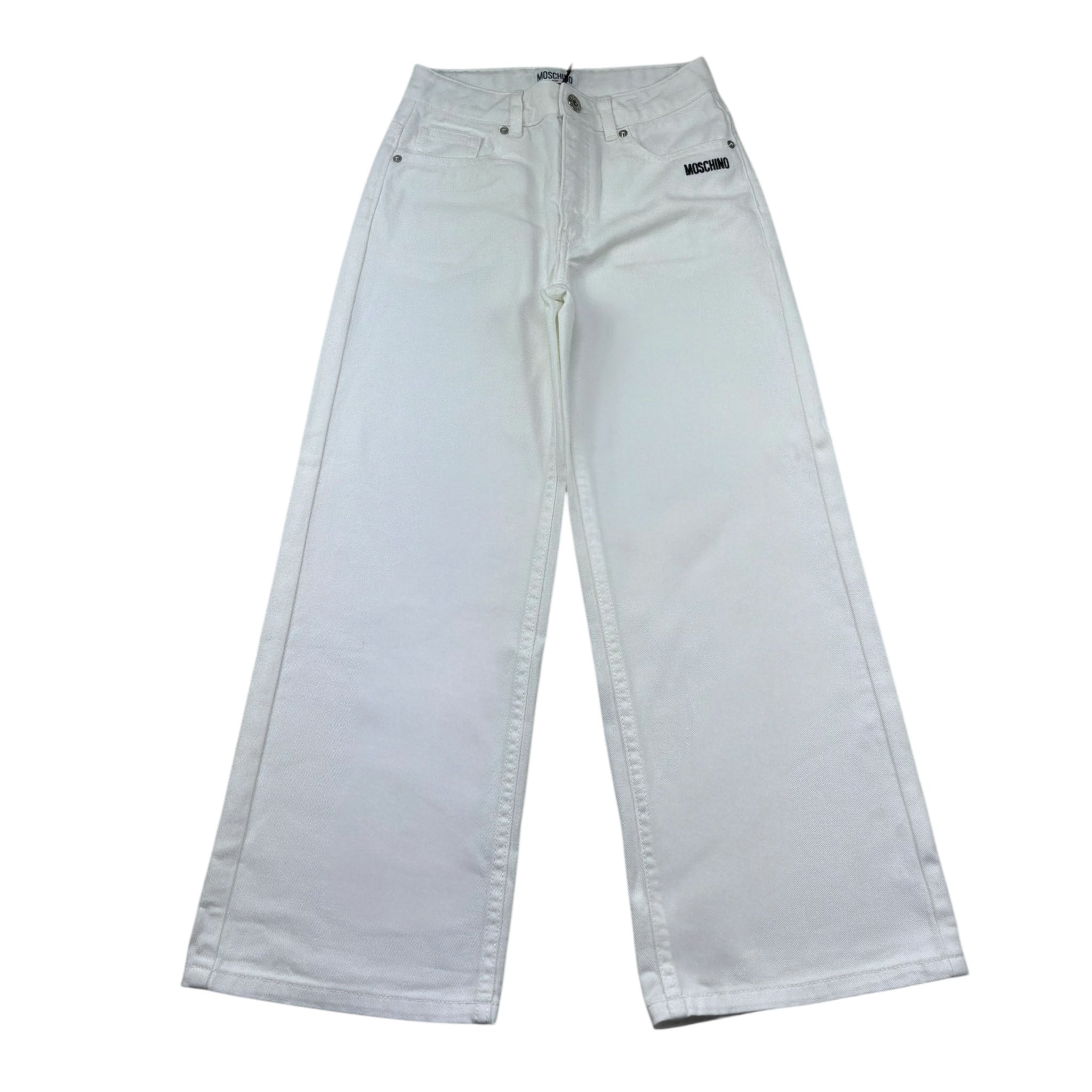 Moschino Pantalone Tinta Unita Modello A Palazzo per Bambina HDP070 BIANCO MOSCHINO 