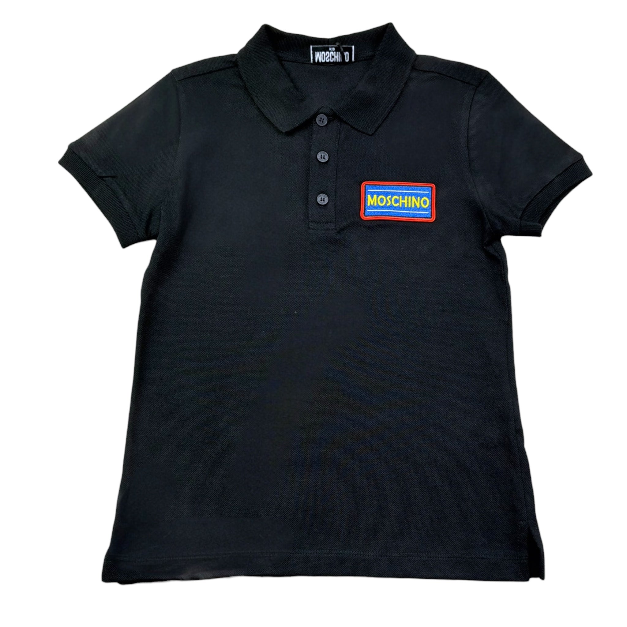Moschino Polo Mezza Manica Tinta Unita con Stampa per Bambino HTM03Y NERO MOSCHINO 