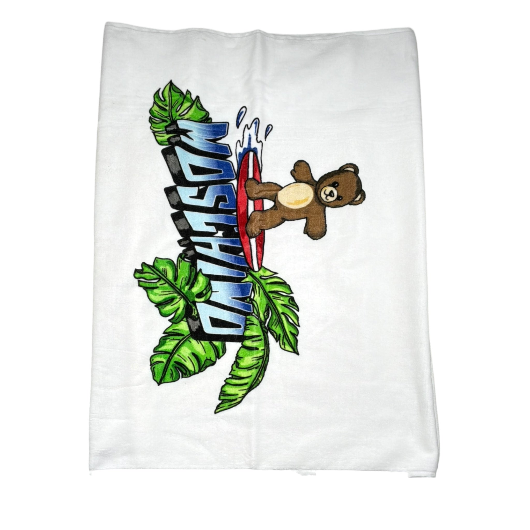 Moschino Telo Mare Tinta Unita con Stampa per Neonata HTX01B BIANCO MOSCHINO 