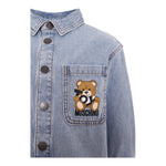 Moschino Camicia In Denim Tinta Unita con Stampa per Bambina HUC01F AZZURRO MOSCHINO 