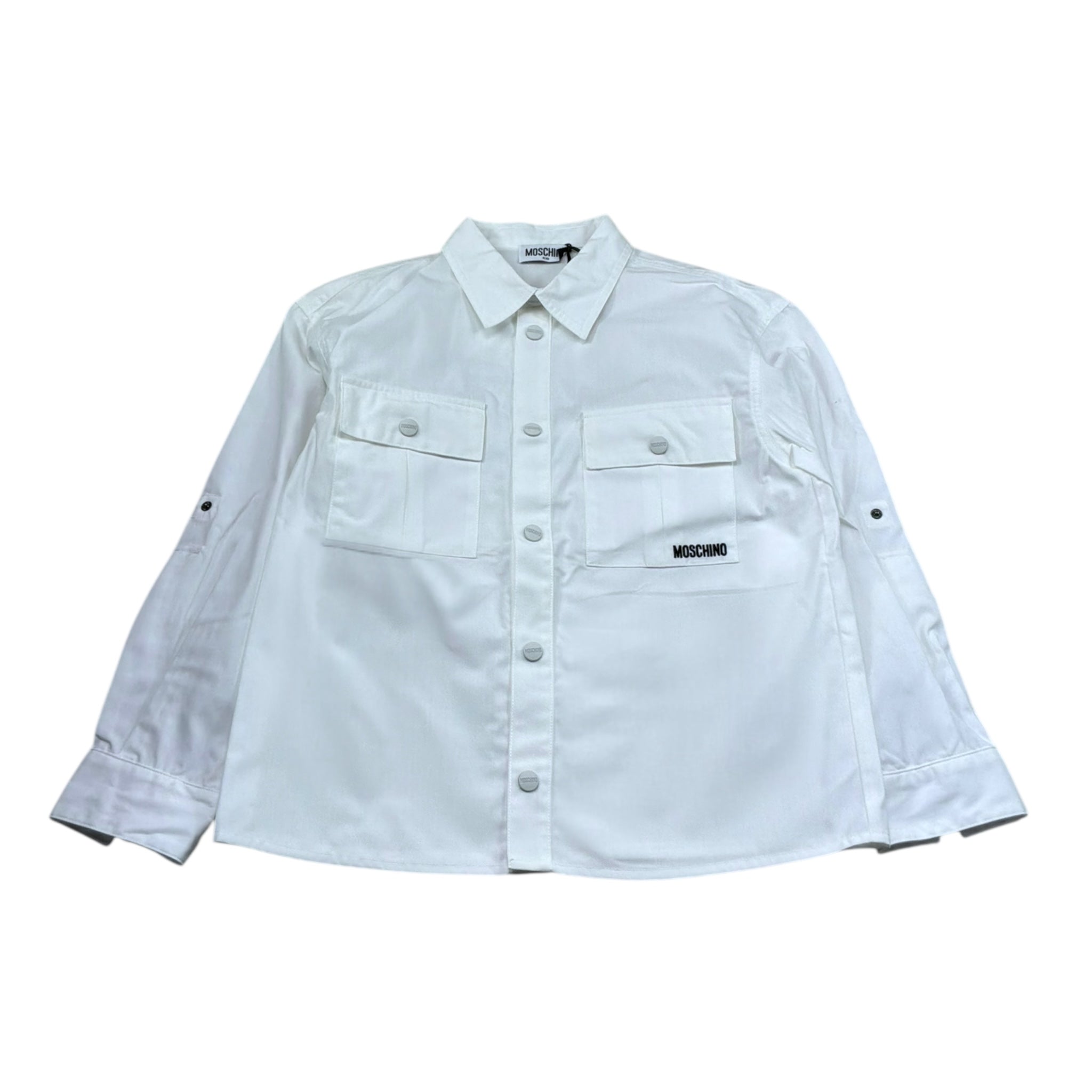 Moschino Camicia Tinta Unita con Taschino  per Bambina HUC01U BIANCO MOSCHINO 