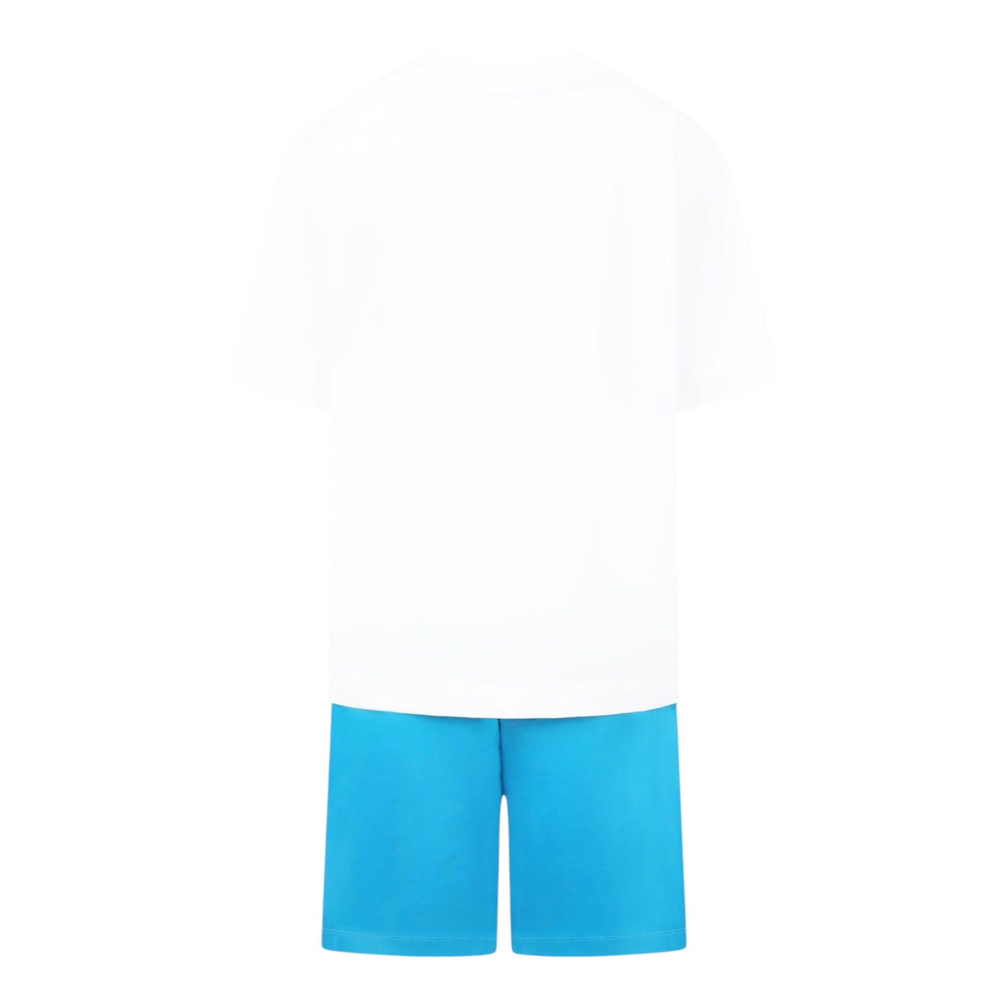 Moschino Completo 2 Pezzi T-Shirt-Bermuda Bicolore per Bambino HUG00Q BIANCO/AZZURRO MOSCHINO 