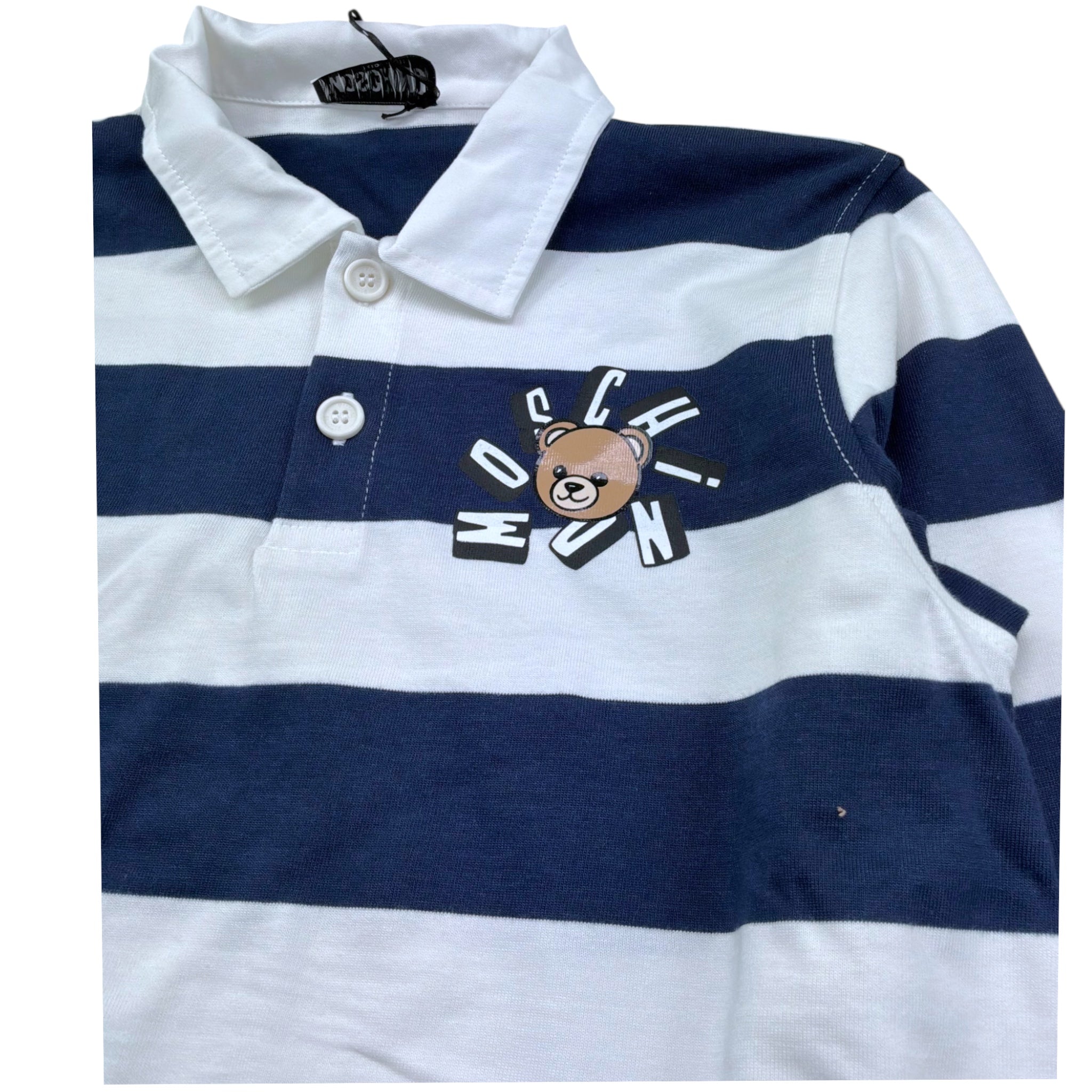 Moschino felpa Manica Lunga Bicolore con Fantasia A Righe per Bambino HUO010 BIANCO/BLU MOSCHINO 