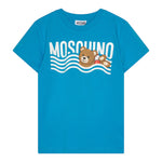 Moschino T-Shirt Girocollo Tinta Unita con Stampa per Bambino HYM04K AZZURRO MOSCHINO 