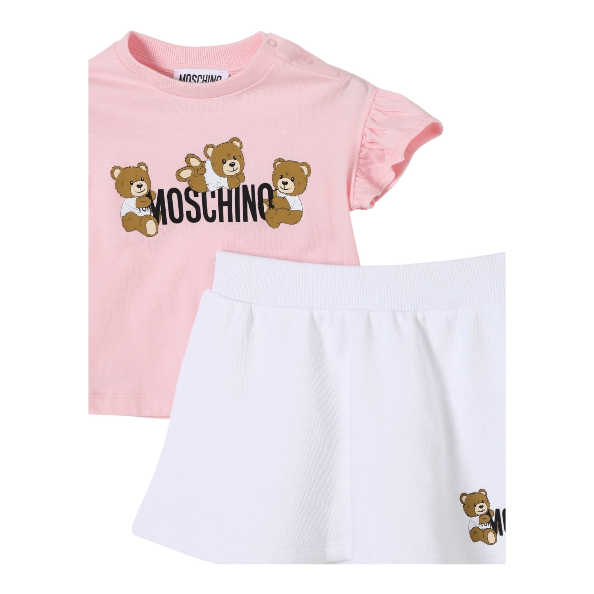 Moschino Completo 2 Pezzi T-Shirt-Gonna per Neonata MAG01G BIANCO/ROSA MOSCHINO 