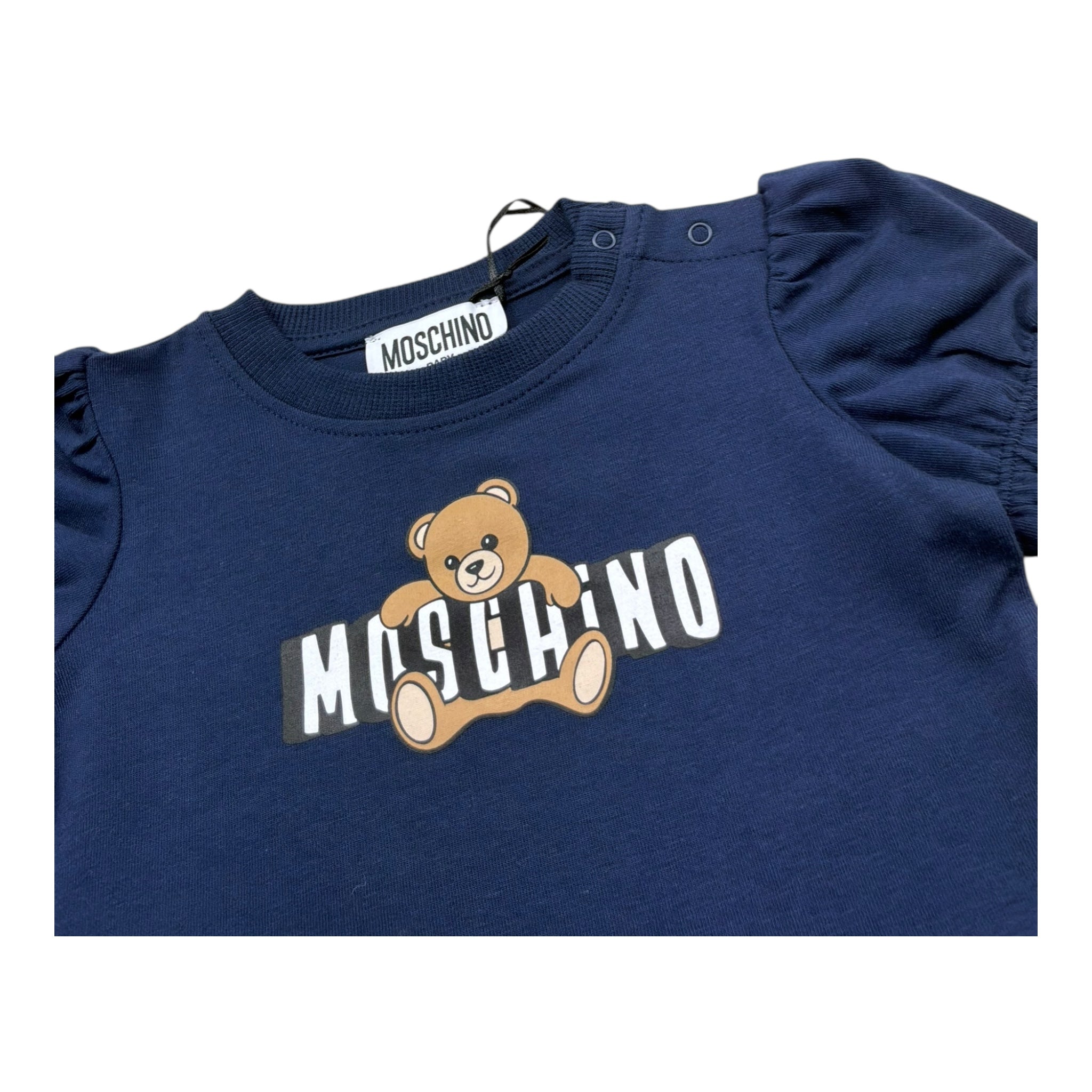 Moschino Abito Mezza Manica Tinta Unita con Stampa per Neonata MAV0C7 BLU MOSCHINO 