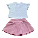 Moschino Completo 2 P T-Shirt Girocollo Tinta Unita con Stampa-Gonna per Neonata MBG01GG BIANCO MOSCHINO 