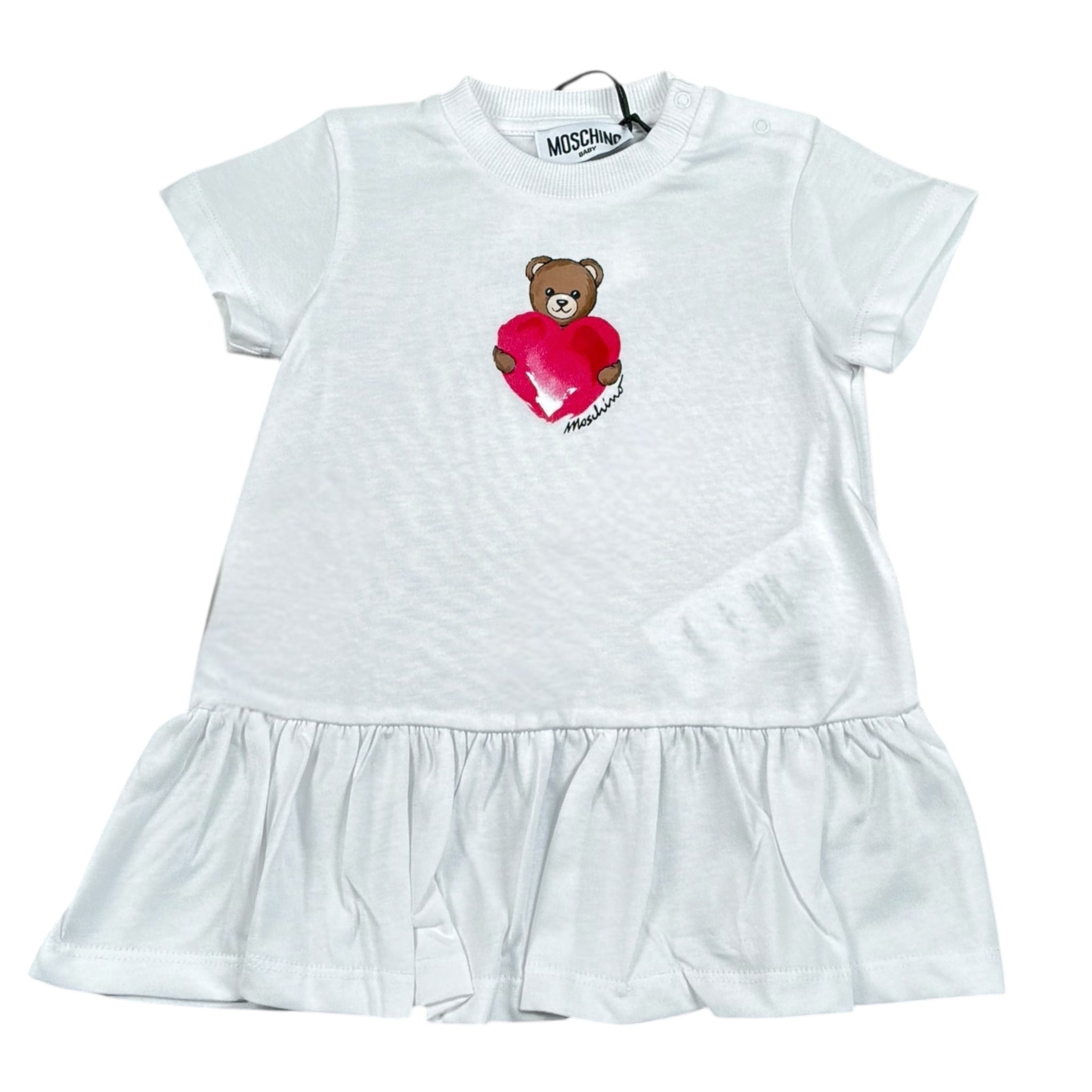 Moschino Abito Mezza Manica Tinta Unita con Stampa per Neonata MDV0DJ BIANCO MOSCHINO 