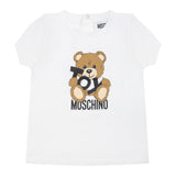 Moschino T-Shirt Girocollo Tinta Unita con Orso per Neonato MNM047X BIANCO MOSCHINO 