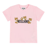 Moschino T-Shirt Girocollo Tinta Unita con Orso per Neonata MUM04AX ROSA MOSCHINO 